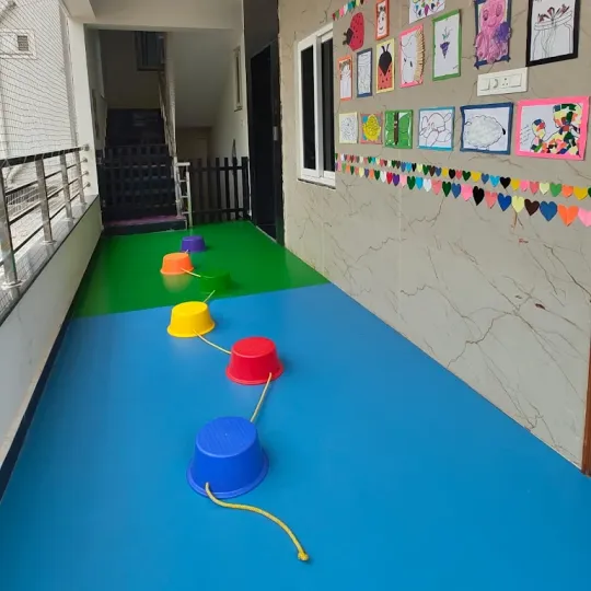 Colourful activity corridor at Cherubs, Kondapur